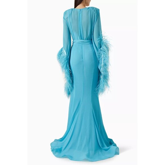 Bronx and Banco Geisha V Neck Gown in Teal X-Large New Womens Long Maxi Dress - Picture 13 of 16